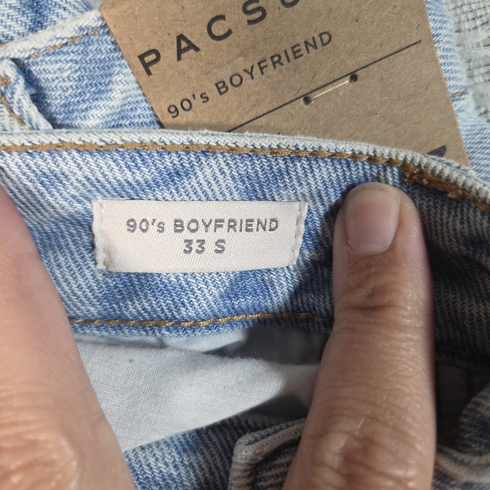 PacSun 90s Boyfriend Jeans Womens 33S Light Blue Distressed High Rise Relaxed - Picture 9 of 12